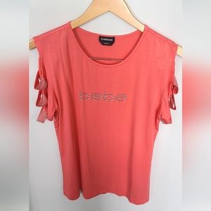 NWOT Bebe Rhinestone Large Coral Shirt